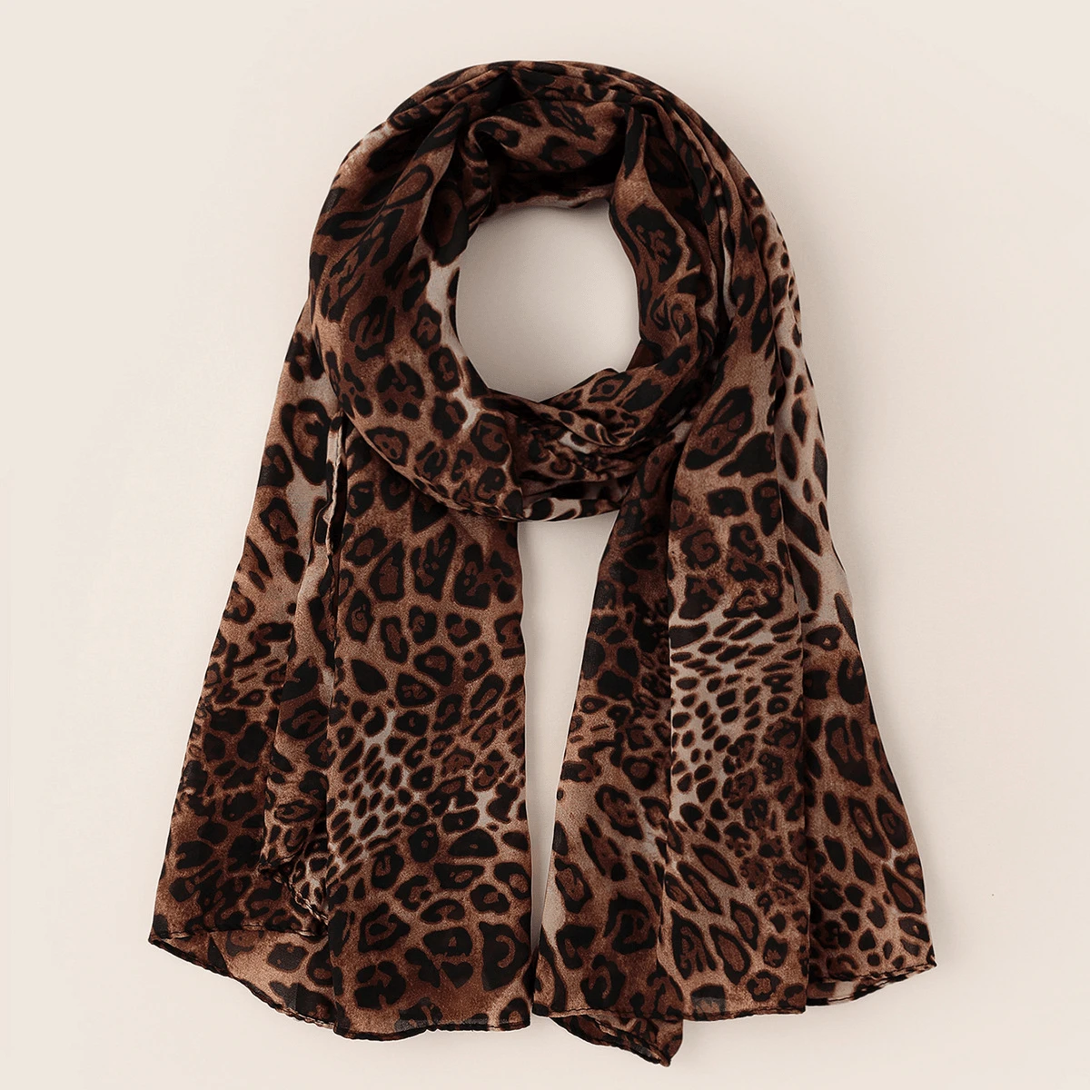 A Fashionable Leopard Print Soft Thin Women's Scarf Shawl Suitable For Daily Commuting Outerwear - Brown - View 1
