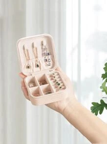 1pc Jewelry Storage Box With Mirror, PU Leather Jewelry Box, Jewelry Organizer, Travel Storage Box, Portable Jewelry Box, For Rings, Necklaces, Earrings, Pendants, Bracelets, Earring Storage, Cruise Essentials, Travel Essentials, Multi-Function Jewelry Storage Display Box, Gift Box For Girls And Women, Valentine's Day Gifts, Easter Gifts, Holiday Gifts.