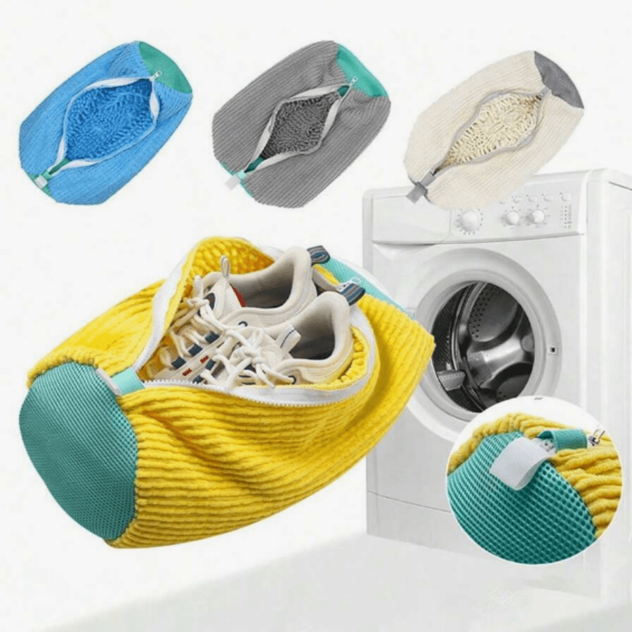 1pc Reusable Shoe Wash Bag For Athletic, Canvas, And Gym Shoes - Extra Large 15.75 X 7.09 Inch Capacity - Double Mesh Design With Anti-Open Zipper And Hook, 4 Colors Available