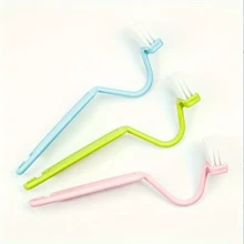 3pcs/Set Toilet Brush With Extended Handle, V-Shaped Plastic Corner Cleaning Brush, Suitable For Bathroom And Outdoor, No Battery Needed, Bendable, Blue, Green, Pink Colors