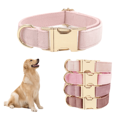 Nova coleira para animais de estimação com fecho de liga de zinco de veludo macio e confortável, adequada para animais de estimação grandes, médios e pequenos, material de veludo macio, fecho de liga de zinco durável, banhado a ouro, mais resistente e fácil de prender e de liberação rápida em comparação com fecho de plástico (devido aos diferentes lotes de tecido, pode haver uma ligeira diferença de cor, entregue aleatoriamente)