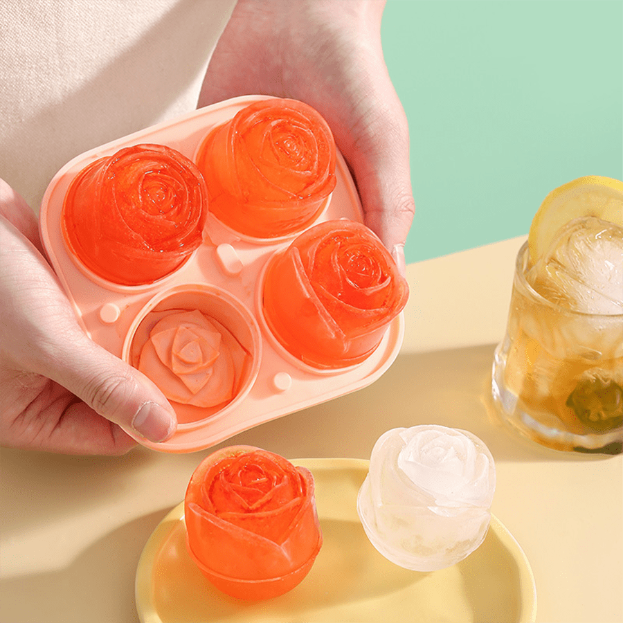 1pc/2pcs Rose Shaped Ice Cube Tray, Silicone Round Ice Ball Maker Mold