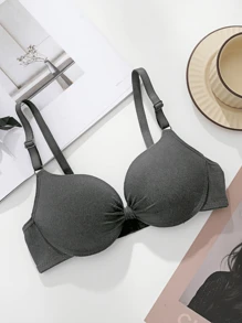 4pcs Women Seamless Full Coverage Push Up Breathable Smooth Sexy Padded Lingerie Bras, Multi-Color