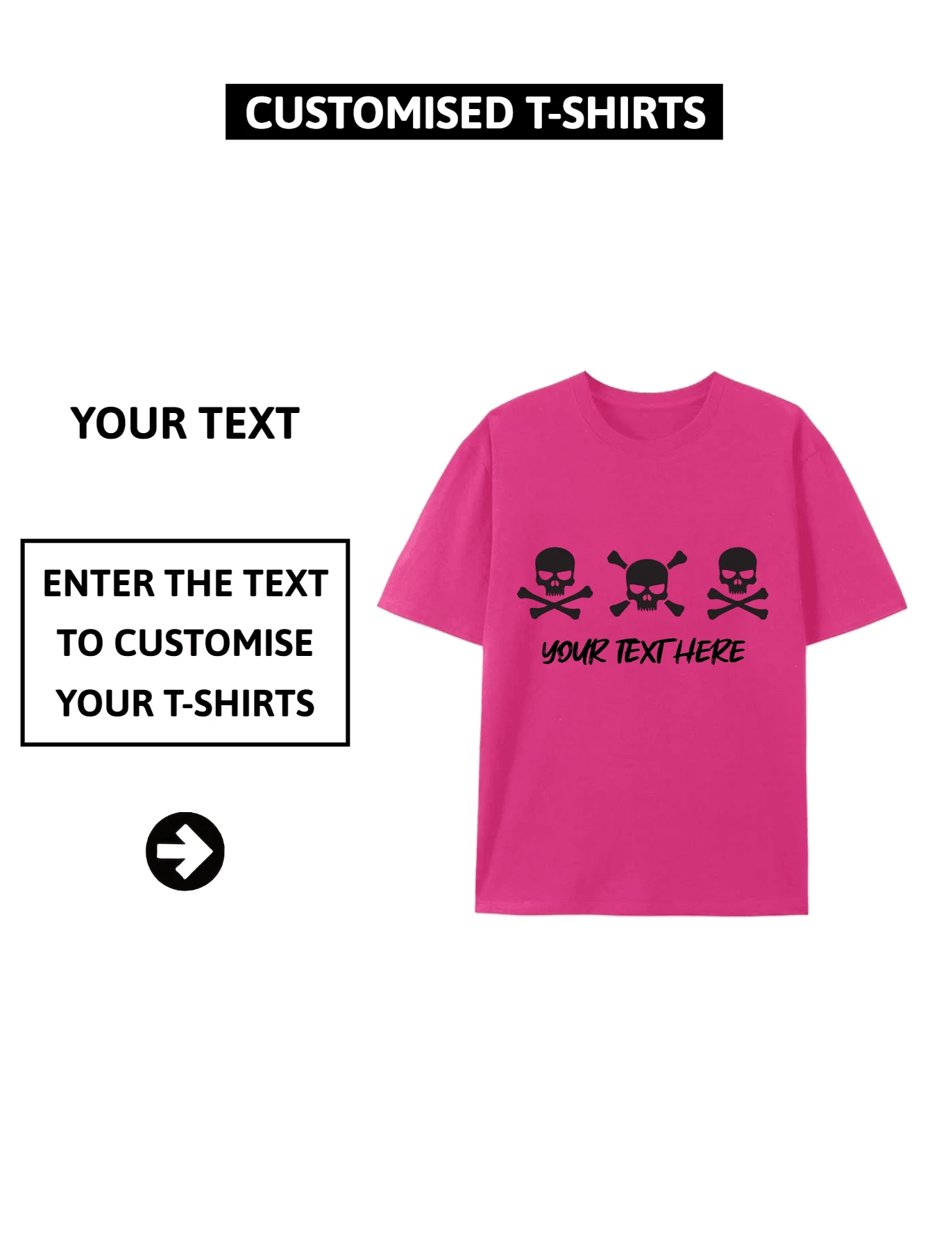 Camiseta gráfica personalizada talla grande con eslogan para hombres - Rosa Fucsia - Ver 1