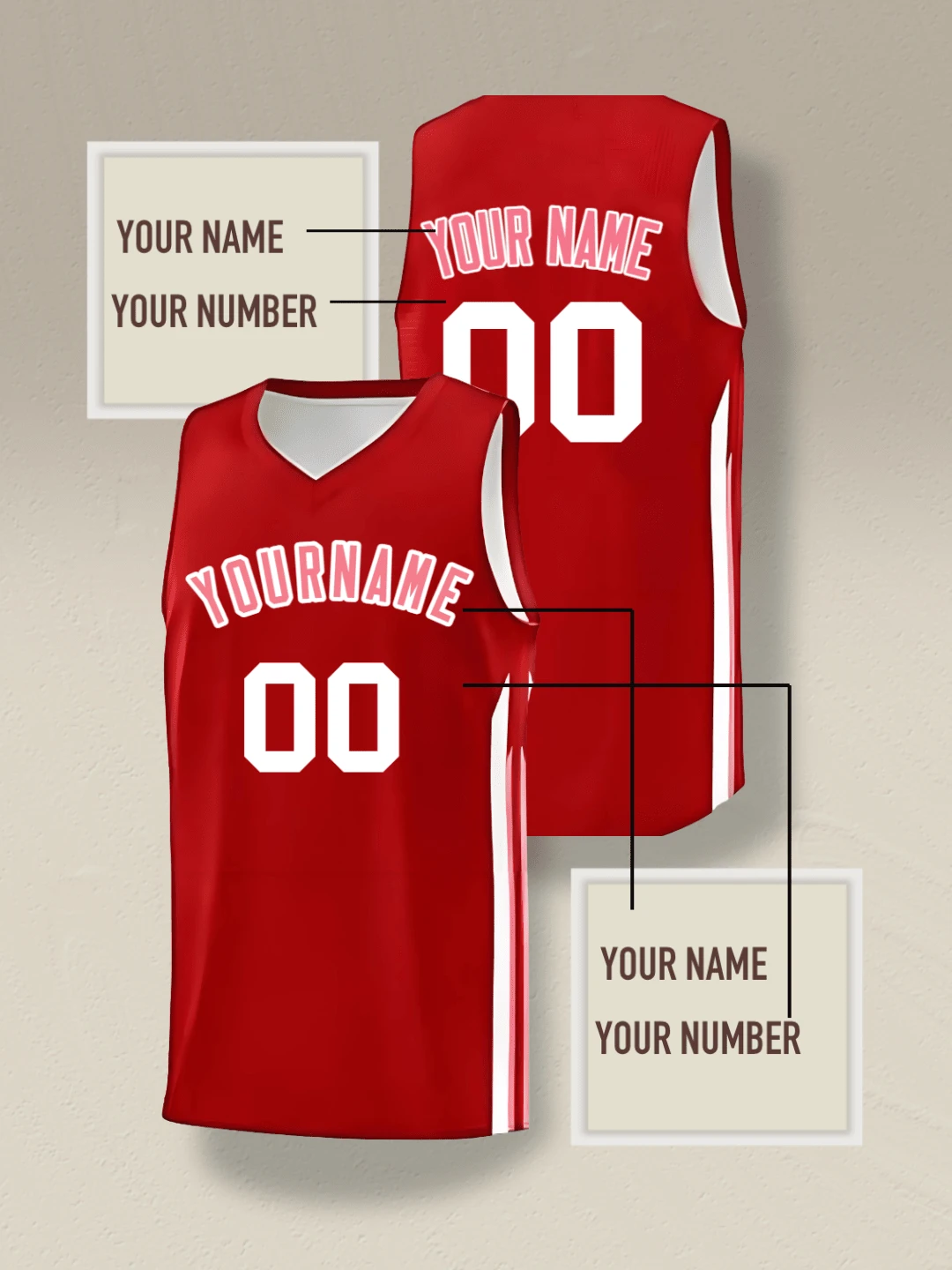 Camiseta de baloncesto personalizada con cuello en V rojo impresa, diseño de uniforme de baloncesto personalizado, estiloso, de moda, hipster, casual, minimalista chic, personalizado, único, disfraces para hombres, armario cápsula, estilo básico/urbano para hombres, regalos ideales para él, novio, familia, amigos, para cumpleaños, para vacaciones/fiestas, para la escuela/competición, para deportes/escalada