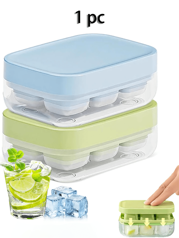 1/2pcs Mini Square Silicone Ice Cube Tray With Lid, Pressing Style Ice Maker Mold, Kitchen Tool & Accessory
