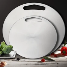 1pc/2pcs/3pcs/Outdoor, Kitchen Stainless Steel Cutting Board, Pizza Cutting Board, Stainless Steel Round Cutting Board, Dishwasher Double-Sided Pizza Meat Fruit Vegetable - Stainless Steel Color - View 2