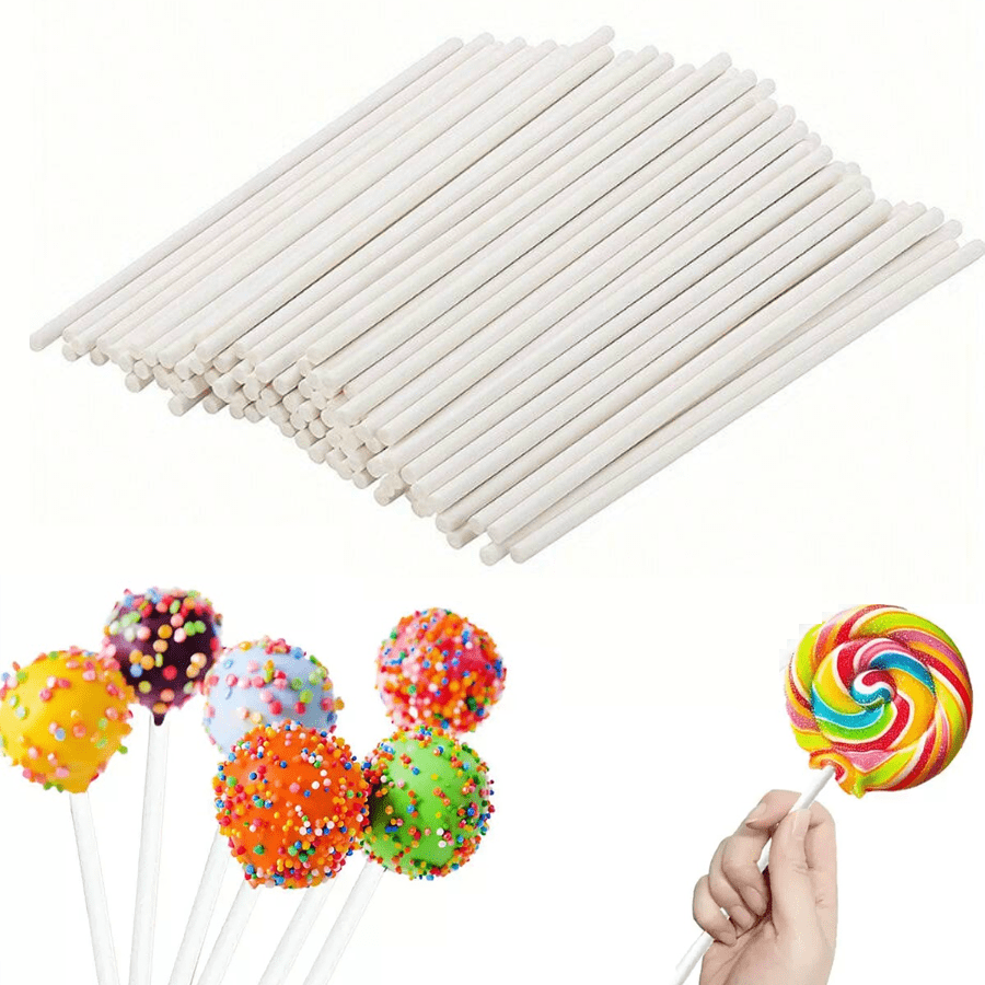 100/200/300 Stücke Papier-Lutscher-Stiele, sicher für DIY Backen - ideal für Kuchen, Schokolade, Zucker, Süßigkeiten und Lutscher-Leckereien - lebensmittelkontaktsichere Backwerkzeuge, Tortendekoration