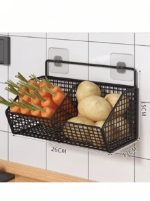 Fruit Basket, Vegetable Basket, Dining Table Storage Rack, Countertop And Wall Mounted Fruit Rack, Snack, Spice Rack, Kitchen And Living Room Potato And Onion Multifunctional Storage Basket, For Outdoor, Camping - Multicolor - View 4