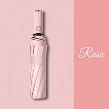 Automatic Open And Close Umbrella Style Rubberized Handle Blackout Sun Protection UV Fashion - Baby Pink - View 1