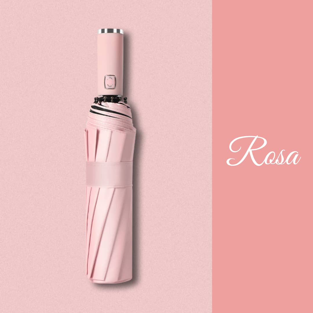 Automatic Open And Close Umbrella Style Rubberized Handle Blackout Sun Protection UV Fashion - Baby Pink - View 1