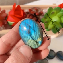 1pc Fashion Natural Labradorite Palm Stone, Chakra Crystal, Stress Relief, Synthetic Gemstone Jewelry Components - Blue - View 10