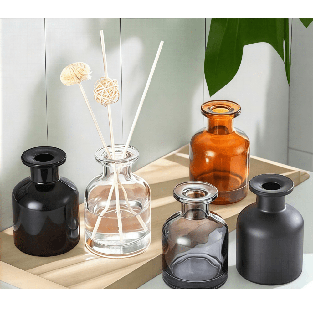 1/2/10 piezas Botellas vacías de 50ml para difusores de fragancia para el hogar, rellenables, frascos para difusor, contenedores de almacenamiento de aromaterapia, accesorios para difusores para reemplazo DIY, obsequios para fiestas, recipientes de cristal sin tapas