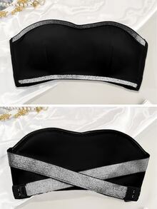 2 PCS Strapless Back Cross-Buckle Chest Spread, Silicone Anti-Slip Design, Basic And Upgrade Matching, Detachable Chest Pad, Elegant, Suitable For Off-The-Shoulder Dress - Multicolor - View 3
