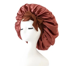 1PC Luxurious Satin Silky Bonnet With Adjustable Tie - Lightweight Hair Protection Cap For All-Night Comfort, Hair Care, And Shower Luxurious Satin & Silk Bonnet For Sleeping - Adjustable Comfort Fit With Tie Band - Unisex Night Hair Protection For Men & Women