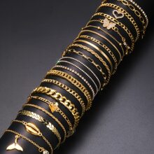22pcs/7pcs Durable Bohemian Style Beaded Bracelets With Crystal Decor - Zinc Alloy Material - Suitable For Party, Beach And Daily Wear