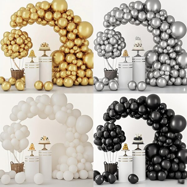 Un set de 87 globos de látex por paquete en cuatro colores, con varios tamaños (18 pulgadas/10 pulgadas/5 pulgadas), que incluye kits de guirnaldas y arcos de globos. Adecuado para fiestas de cumpleaños, decoraciones de bodas, decoraciones, decoraciones de bautizos/baby shower, Día del Padre, fiestas de jubilación, aniversarios y otras decoraciones para fiestas.