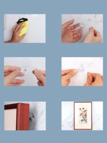 50pcs Sleek White Self-Adhesive Wall Hooks - 13.2lb Capacity, No-Drill Installation For Hanging Pictures, Bags & More, Easy To Use & Damage-Free - Multicolor - View 9