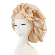1PC Luxurious Satin Silky Bonnet With Adjustable Tie - Lightweight Hair Protection Cap For All-Night Comfort, Hair Care, And Shower Luxurious Satin & Silk Bonnet For Sleeping - Adjustable Comfort Fit With Tie Band - Unisex Night Hair Protection For Men & Women