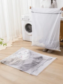 1PC Large Capacity Laundry Bag - Strong And Durable, Flexible And Full Of Fine Mesh Texture, Invisible Zipper Head Design That Won't Damage Clothes - Multicolor - View 4