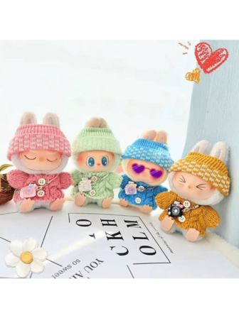 新版本1&2盲盒钥匙扣17cm娃娃衣服衣架，自制针织衫日式娃娃服装，2件套（仅服装）