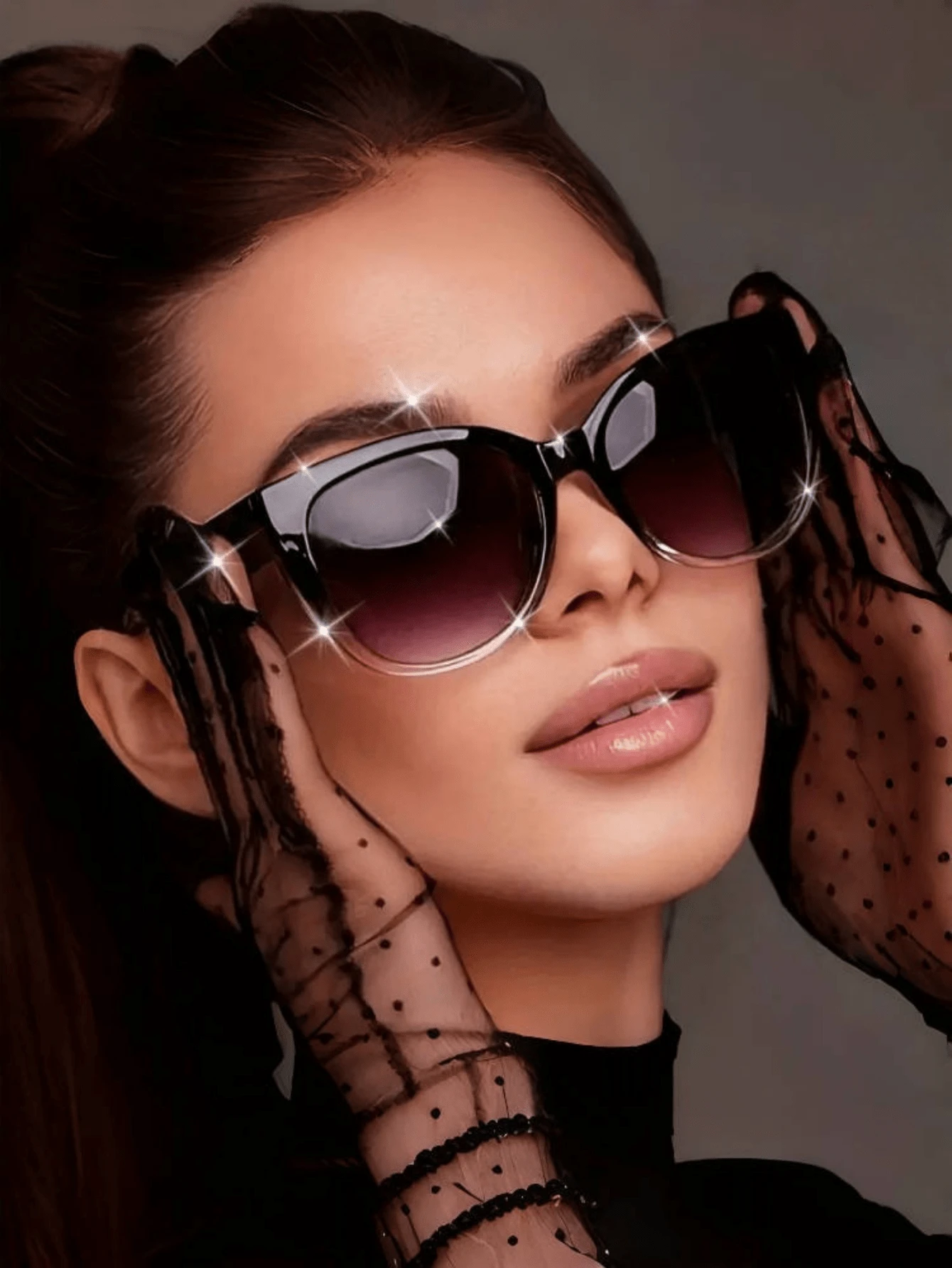 AINII 1pc European And American Round Frame Women's Fashionable Glasses, Summer Accessories, Hair Accessories, Discounted Prices, Essential For Travel
