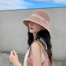 1pc Lace Trim Beach Sun Hat, Large Brim Breathable Shade Hat For Women Outdoor Camping Picnic, UV Protection Summer Cap