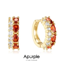1 par de pendientes de circonita de colores con diseño minimalista, pendientes con perilla de longitud corta, joyería elegante