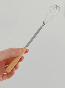 Mini Stainless Steel Whisk, Egg Beater, Small Mixer, 20cm With Wooden Handle For Stirring, Beating, Blending Ingredients, Mixing Sauces