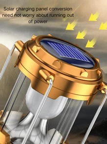 SunnyTech 4-in-1 tragbare Camping-Laterne mit Powerbank, USB-aufladbar, Outdoor-Leuchte für Wandern, Rucksacktouren (Handhabung/Blinklicht/Taschenlampe Modus) & Notfall, inklusive Tragegurt - Gold