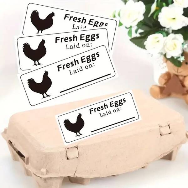 120pcs/20pcs Self-Adhesive Egg Box Date Labels, Waterproof & Moisture-Proof White Handwritten Stickers