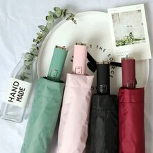 Automatic Open And Close Umbrella Style Rubberized Handle Blackout Sun Protection UV Fashion - Baby Pink - View 7