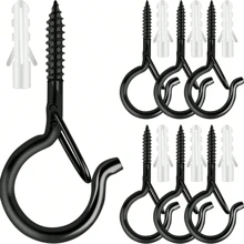 Heavy-Duty Metal Screw Hooks For Indoor/Outdoor Use - Perfect For Hanging Plants, LED Lights, Wind Chimes & Garage Decor