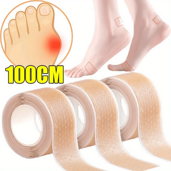 1 rouleau de coussinets de protection pour talons en gel de silicone invisible - 2 cm x 100 cm, coussins adhésifs pour soins des pieds des femmes, beige, design perforé respirant, coussinets | soins des pieds invisibles | amortissement flexible