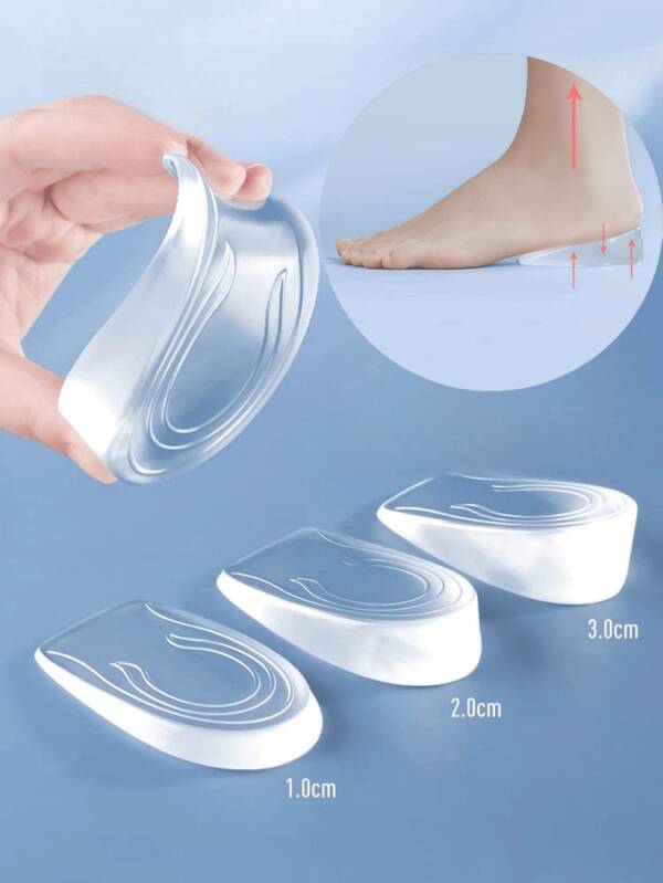 1 Par de Palmilhas Invisíveis de Silicone, Almofadas para Sapato Macias e Confortáveis para Aumentar a Altura do Salto
