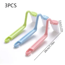 3pcs/Set Toilet Brush With Extended Handle, V-Shaped Plastic Corner Cleaning Brush, Suitable For Bathroom And Outdoor, No Battery Needed, Bendable, Blue, Green, Pink Colors