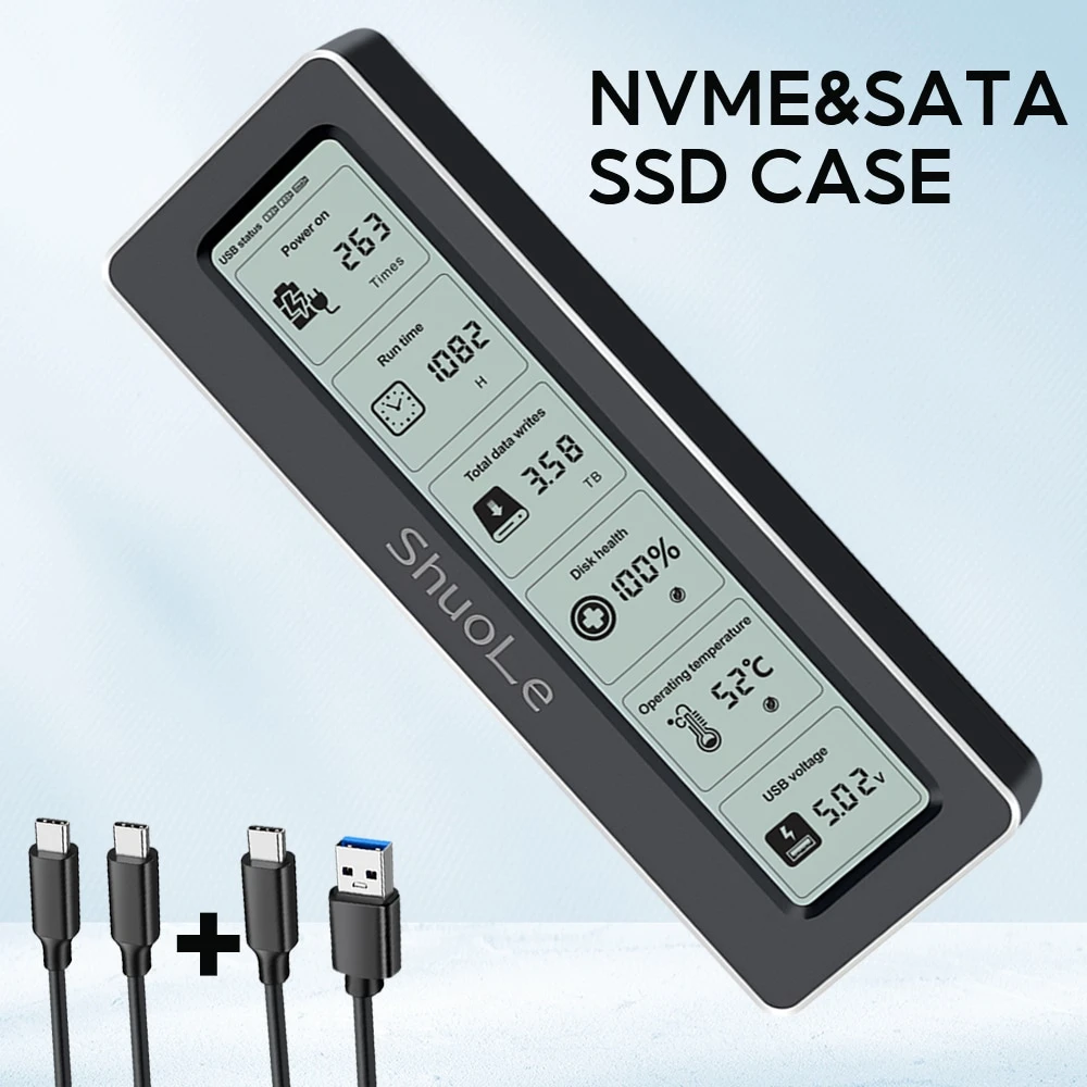 ShuoLe Boîtier pour SSD M.2 NVMe USB3.2 Gen2 Type C 10Gbps PCIe SSD ...
