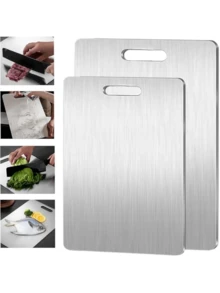 1 cái Thớt thép không gỉ, Thớt nhà bếp, Thớt kim loại có thể rửa bằng máy rửa chén, Dùng để chế biến thịt, trái cây và rau củ, Ngày của Mẹ, Ngày lễ tình nhân - Bạc - Xem 7