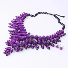1 Set Vintage Faux Gem Crystal Gun Shaped Pendant Necklace & Earrings Jewelry Set, Suitable For Women Formal Event, Party, Banquet Wear