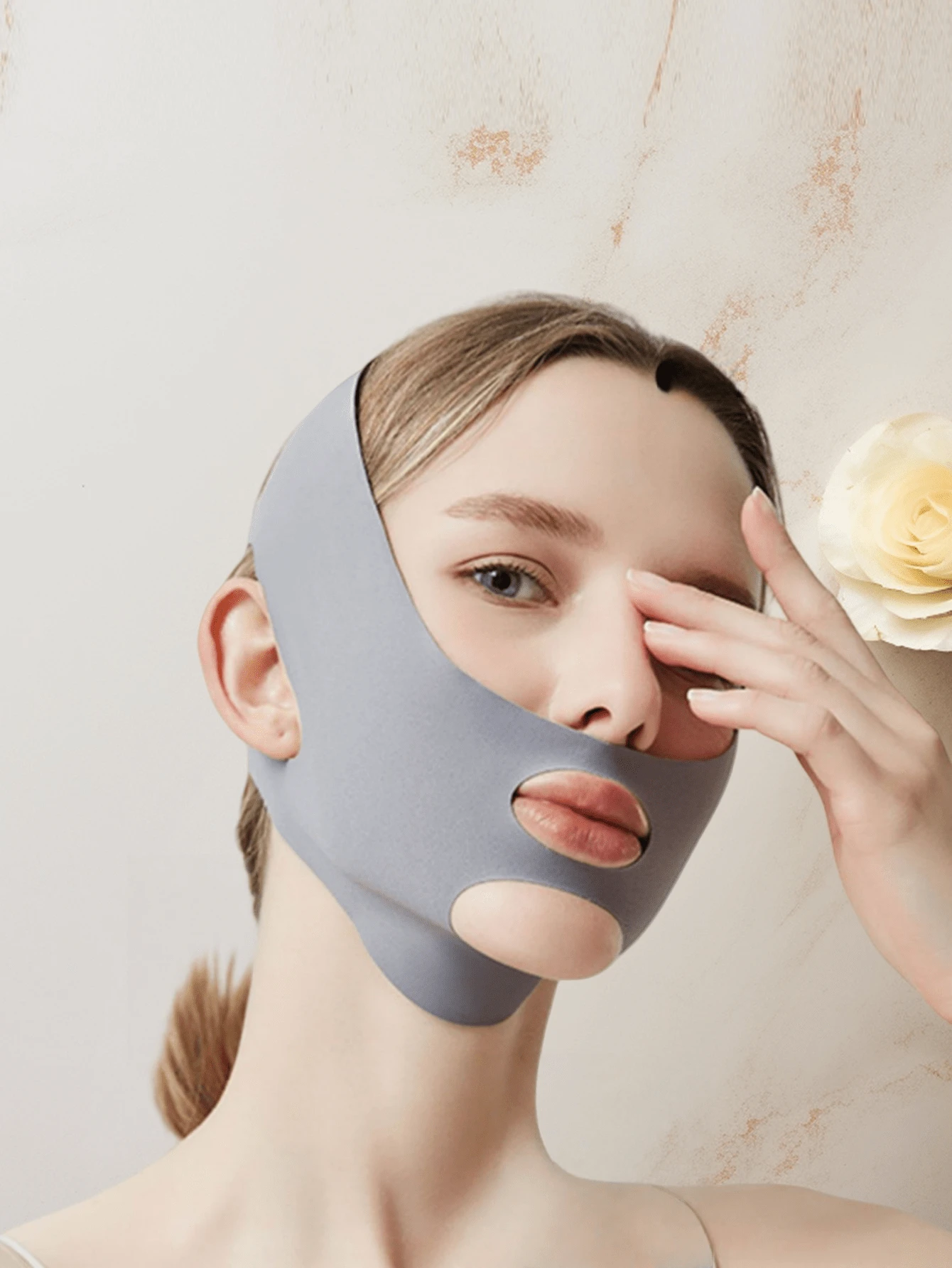 Reusable Face Lift Bandage For Women, Face Mask For Face Slimming, Suitable For Daily Wear - Grey - View 1