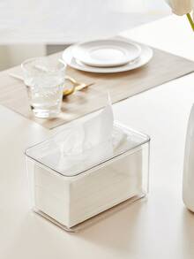 1pc Transparent Tissue Box, Minimalist Paper Towel Storage Box For Living Room, Bedroom, Coffee Table, Simple Tissue Box Organizer - Clear - View 6