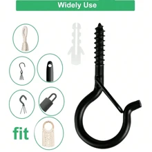 Heavy-Duty Metal Screw Hooks For Indoor/Outdoor Use - Perfect For Hanging Plants, LED Lights, Wind Chimes & Garage Decor