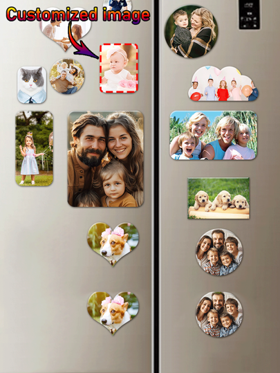 1/5/10/20pcs Customizable Photo Heat Transfer Refrigerator Magnets, DIY Personalized Shape Magnetic Fridge Stickers Perfect For Refrigerators, Whiteboards, And Storage Cabinets - Customized Baby Photos, Family Photos, Mother's Day Gifts, And Children's Gifts,Multi-Functional,Ornamental,Letter,Stylish,Modern,Colorful,Cute,Adorable,Casual,Custom,Personalised,Unique,Customized,Ideal Gifts For Him,Ideal Gifts For Her Back To School