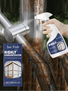 Jue-Fish 120ml Removedor de óxido de acero, removedor de óxido de acero inoxidable, agente de limpieza para grifos, manijas de puertas, baños, cocinas, lavabos, utensilios de cocina, eliminación de óxido altamente efectiva sin dañar los metales (envío aleatorio de modelos nuevos y antiguos)