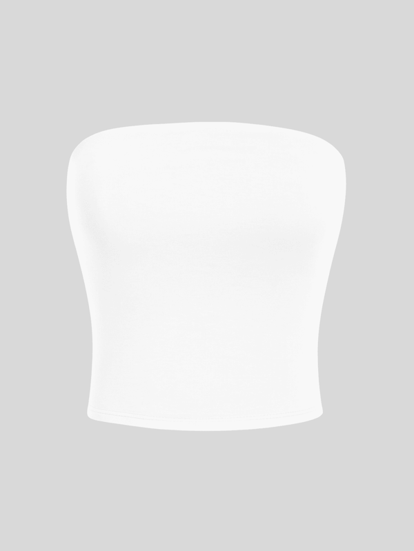 Top Tube Cropped Básico Feminino Tomara que Caia Comprido Tubinho Duplo Sem Bojo