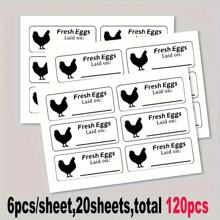 120pcs/20pcs Self-Adhesive Egg Box Date Labels, Waterproof & Moisture-Proof White Handwritten Stickers
