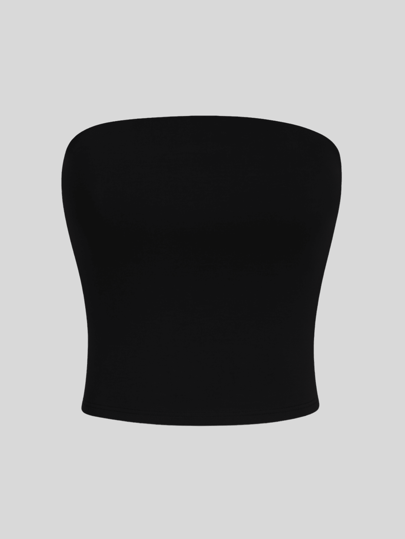 Top Tube Cropped Básico Feminino Tomara que Caia Comprido Tubinho Duplo Sem Bojo