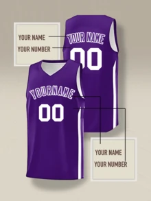 Custom Men's Basketball Jerseys Purple V-Neck Personalized Printed Name And Number Basketball Jersey Men Women Youth - Purple - View 1