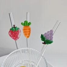 1/2pcs Beautifully Designed, Reusable Straws, Glass Straws, Perfect For Smoothies, Milkshakes, Milk, Tea, Juices, Festivals Accompaniment Gifts,School Supplies - Style 4 - View 3