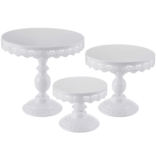1 Stück Spitzen-Dekoration weißer Kuchenteller, Metall-Kuchenständer-Set, zur Präsentation von Desserts und Cupcakes, geeignet für Geburtstage, Partys, Hochzeiten, Feiern
